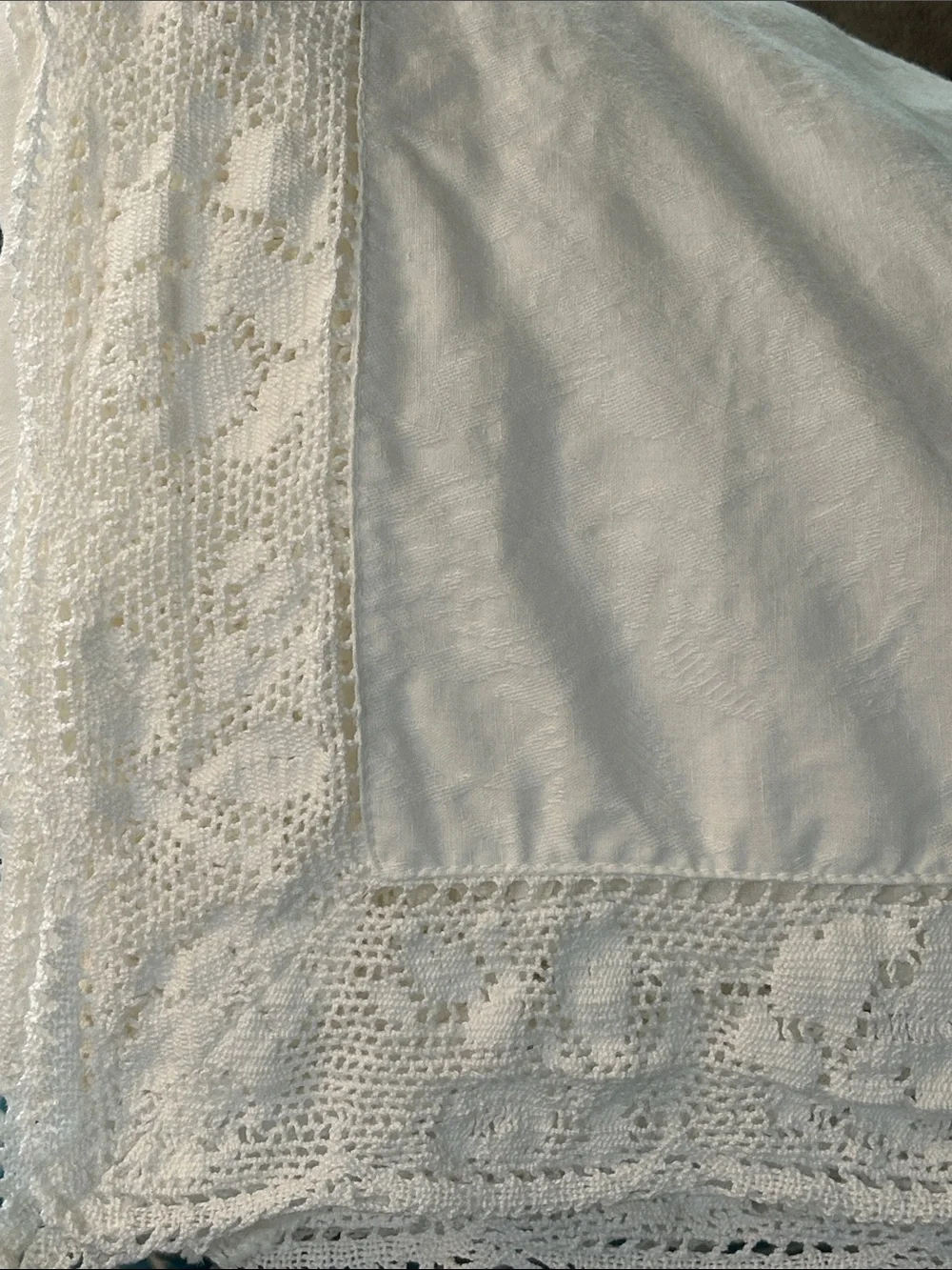 NWOT Vintage Simply Shabby Chic White Crochet Lace Table Cloth | Rectangle